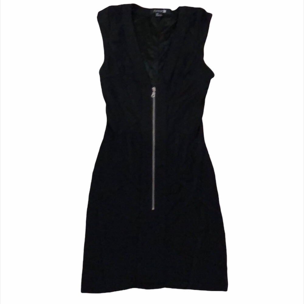 FOREVER 21 zipper fitted V cut dress black Small